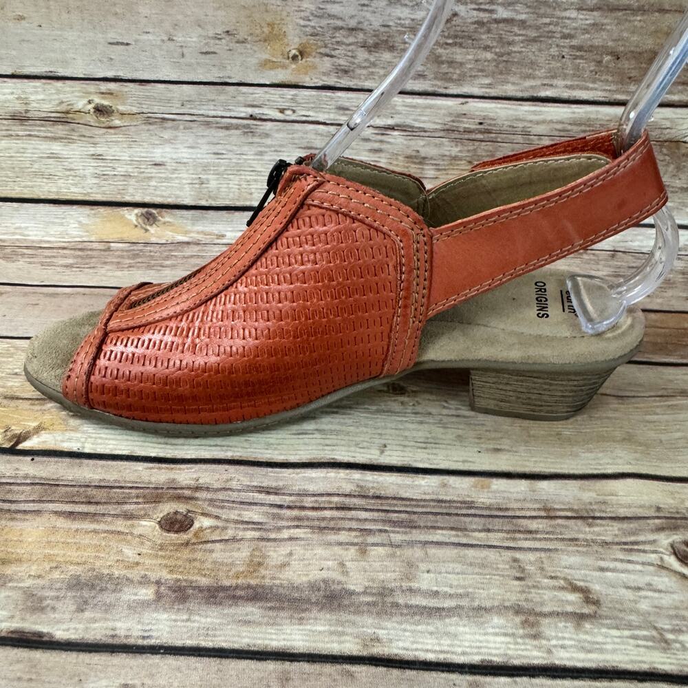 Earth Origins Womens Orange Open Toe Slingback Low Heel Leather Sandals 9.5 - Picture 7 of 14